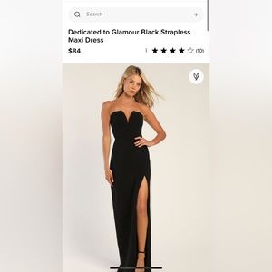 LuLu’s Dedicated to Glamour Black strapless maxi dress